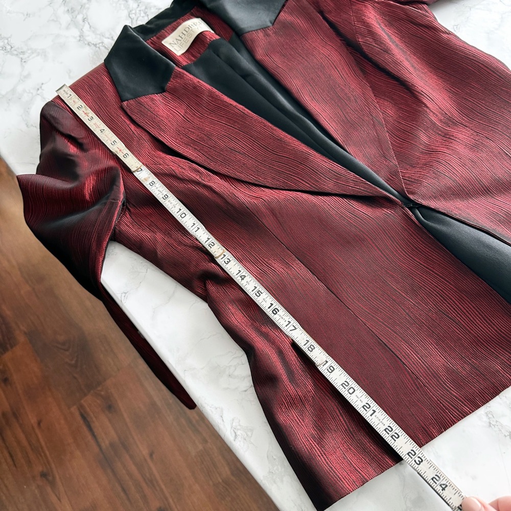 Vintage Nahdree Lifestyle Red Metallic Sateen Blazer Jacket Women's Size 10 - Picture 11 of 15